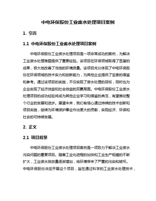 中电环保股份工业废水处理项目案例