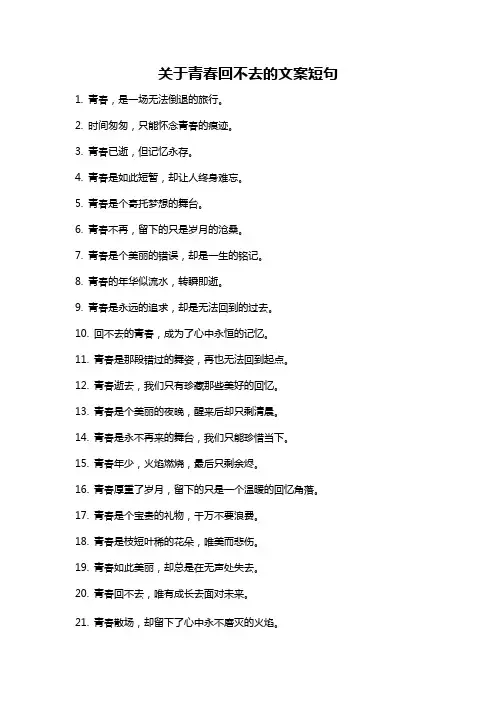 关于青春回不去的文案短句