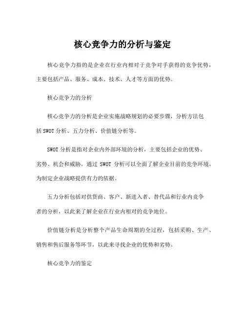 核心竞争力的分析与鉴定