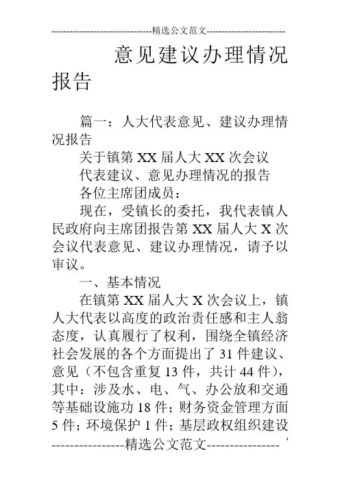 意见建议办理情况报告