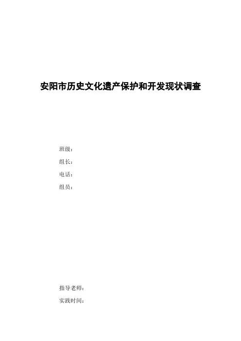 安阳历史文化遗产现状及调查报告