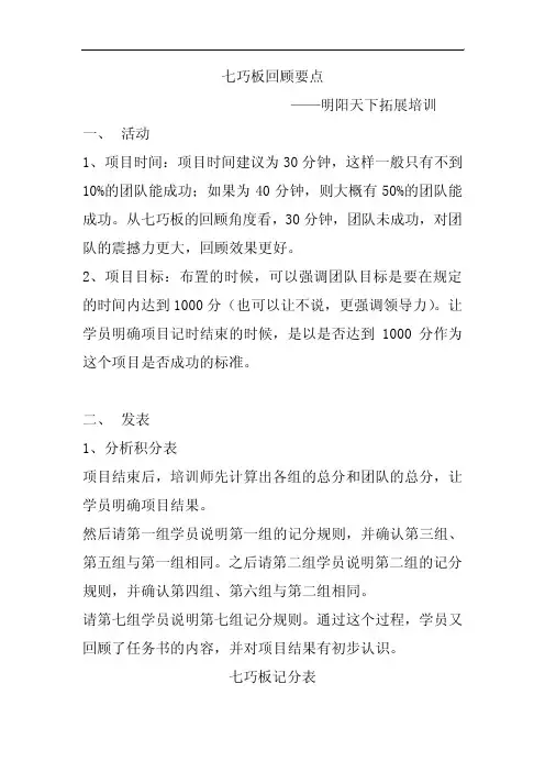 拓展训练：七巧板回顾要点