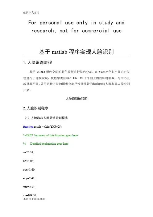 基于matlab程序实现人脸识别