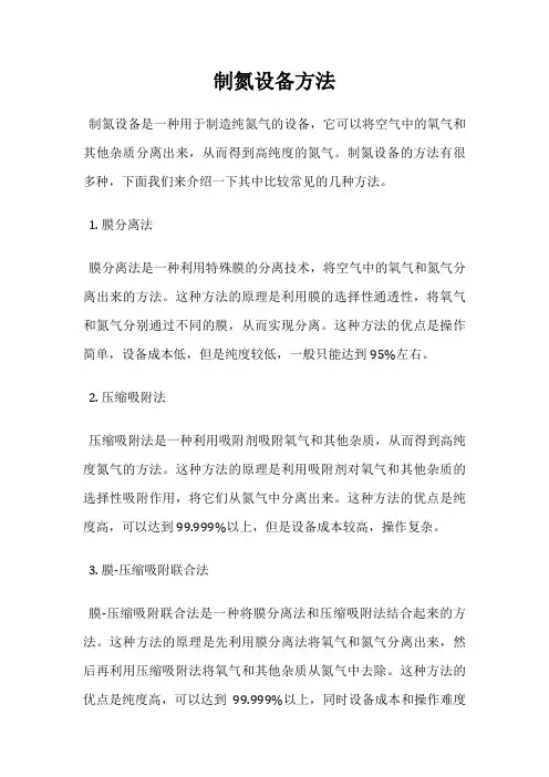 制氮设备方法