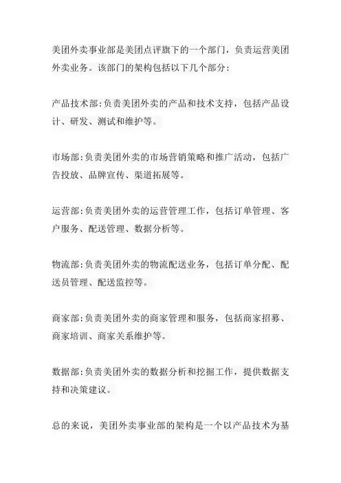 美团外卖事业部架构