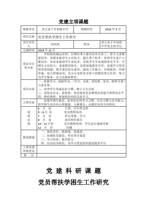 党建立项课题