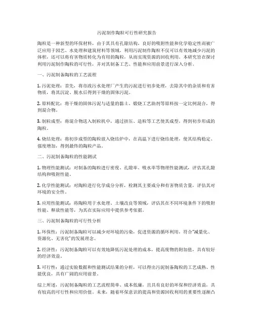 污泥制作陶粒可行性研究报告