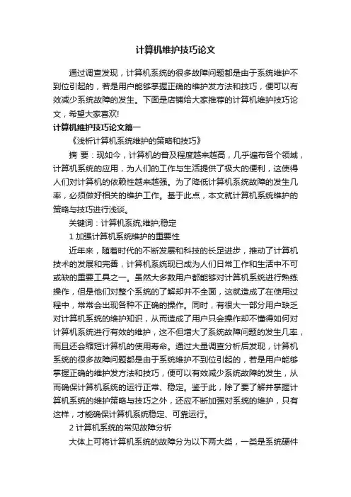 计算机维护技巧论文