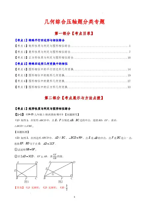 几何综合压轴题分类专题(考点梳理与题型分类讲解)(北师大版)(解析版)—24-25学年八年级数学上册
