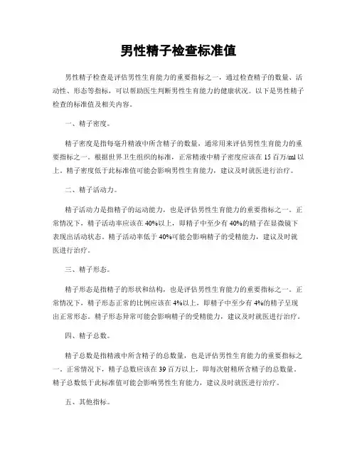 男性精子检查标准值