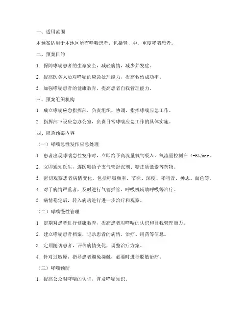哮喘的应急预案