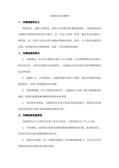 双眼视觉名词解释