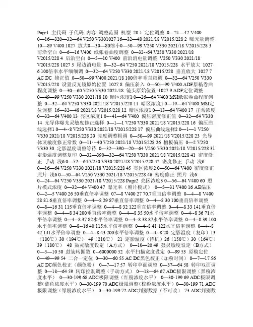 施乐系列复印机代码