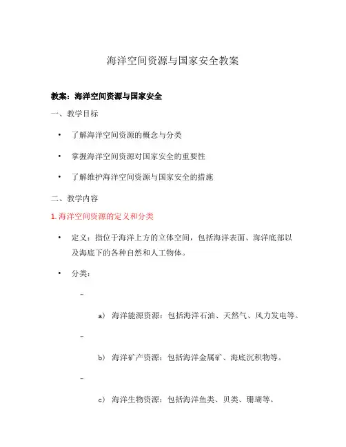 海洋空间资源与国家安全教案