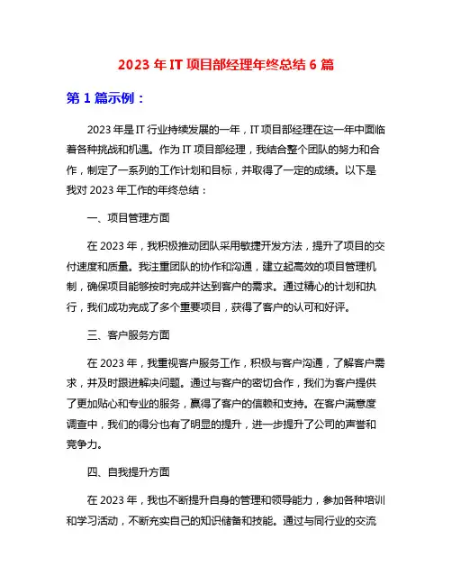 2023年IT项目部经理年终总结6篇