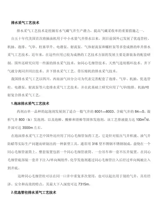【最新精选】排水采气工艺技术