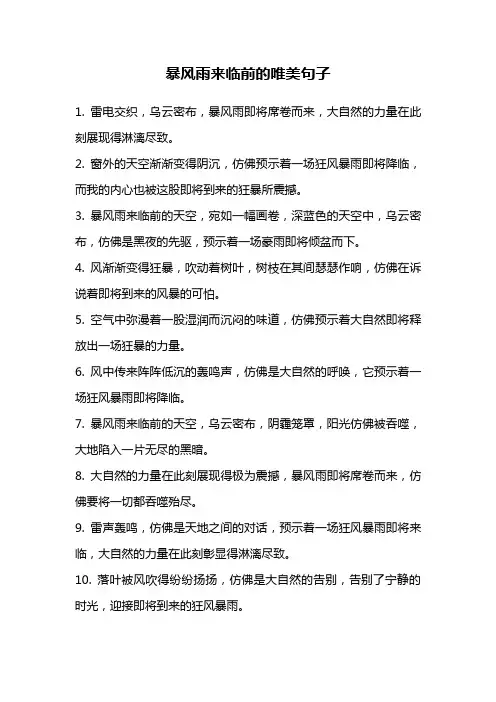 暴风雨来临前的唯美句子