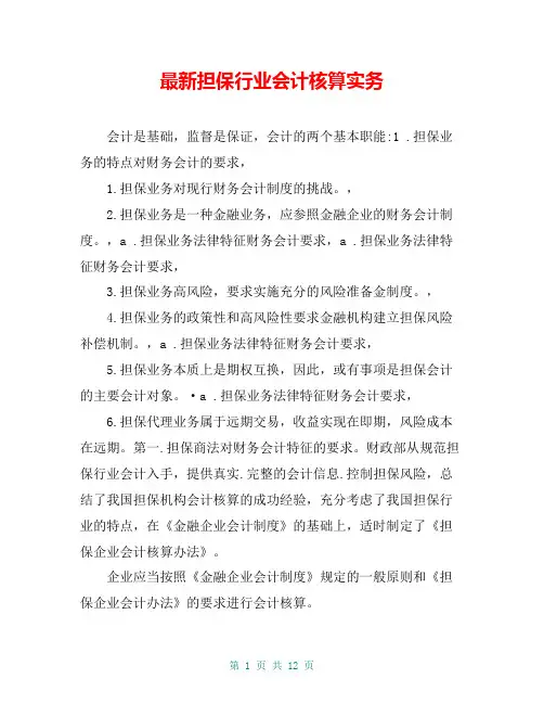 最新担保行业会计核算实务