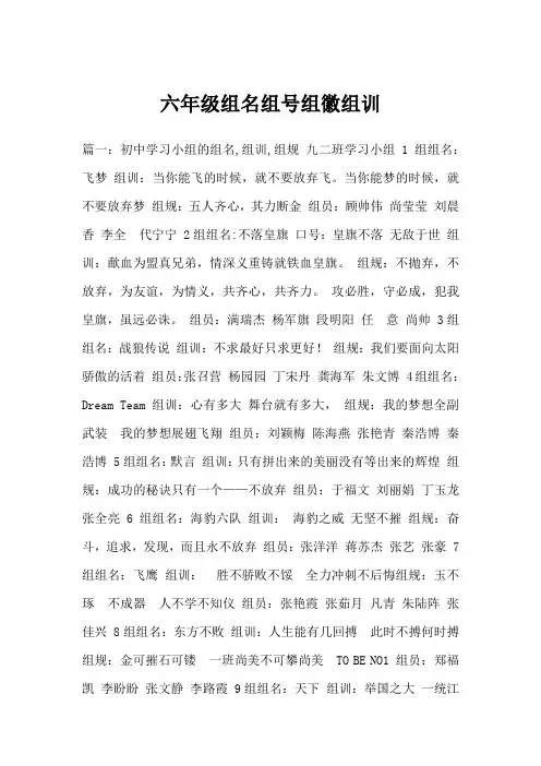 六年级组名组号组徽组训