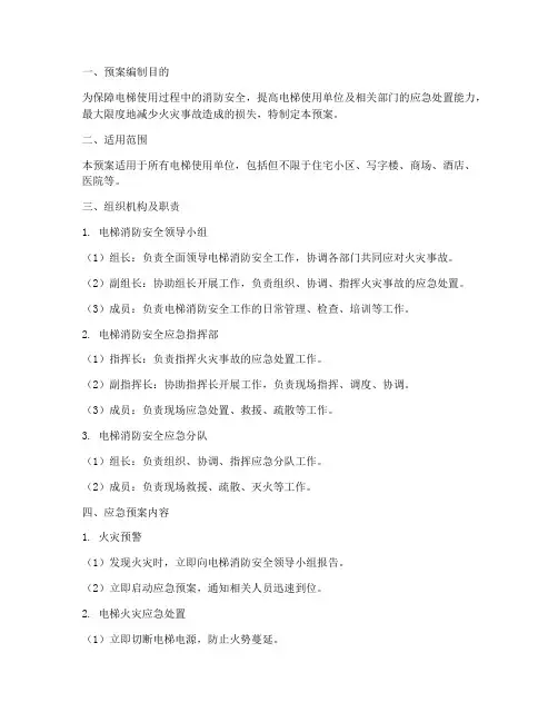 电梯消防安全应急预案