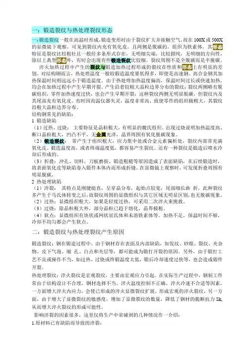 锻造裂纹与热处理裂纹原理形态