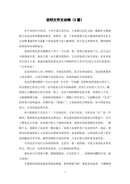 说明文作文动物(5篇)