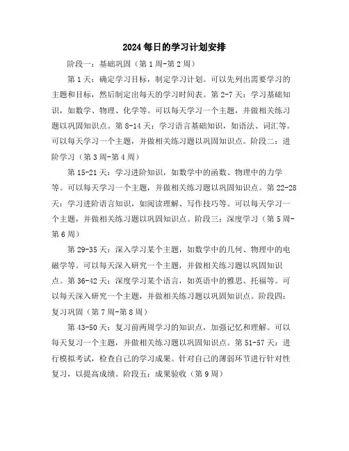 2024每日的学习计划安排