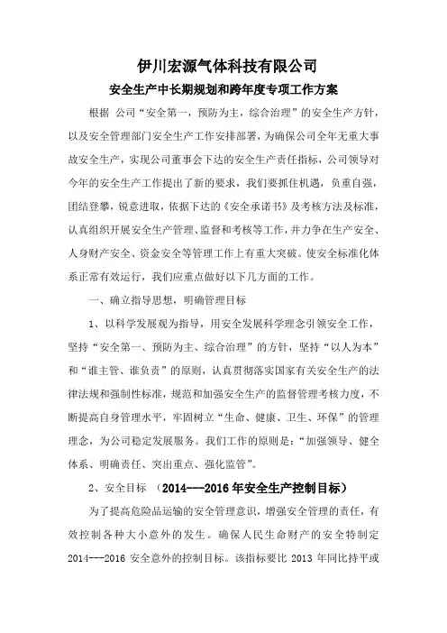 中长期规划和跨年度专项工作方案-安全生产中长期规划