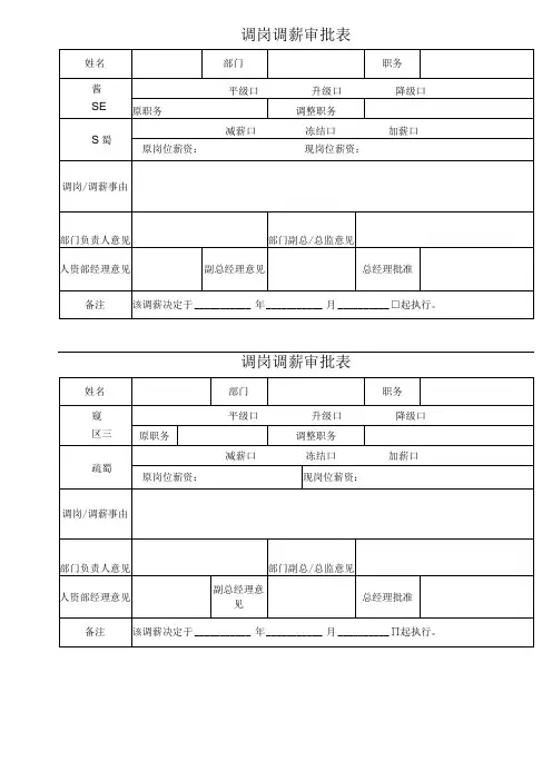 调岗调薪审批表