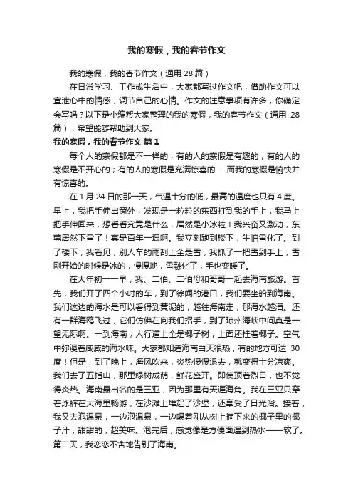 我的寒假，我的春节作文