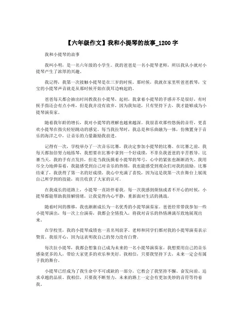 【六年级作文】我和小提琴的故事_1200字