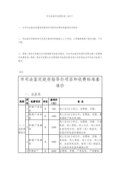 北京司法鉴定收费标准