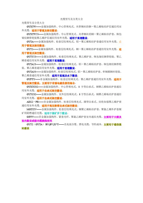 光缆型号及分类大全