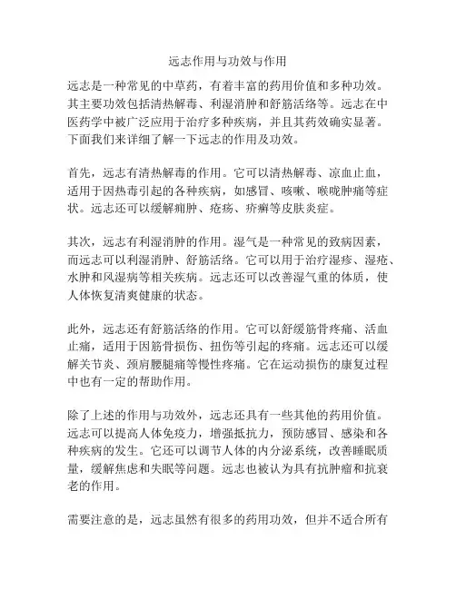 远志作用与功效与作用
