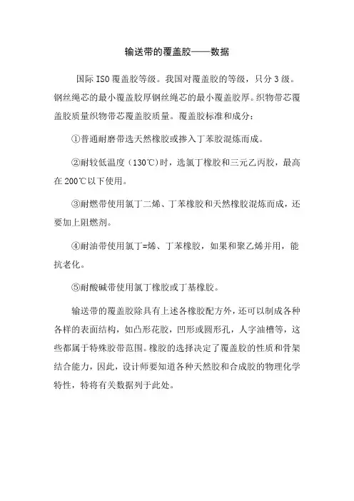 输送带的覆盖胶——数据