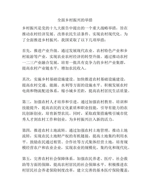 全面乡村振兴的举措