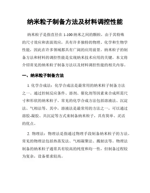 纳米粒子制备方法及材料调控性能