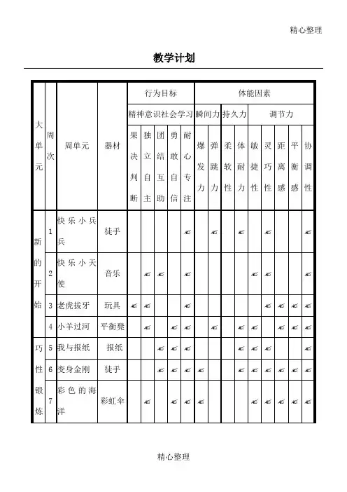 体智能课程安排表