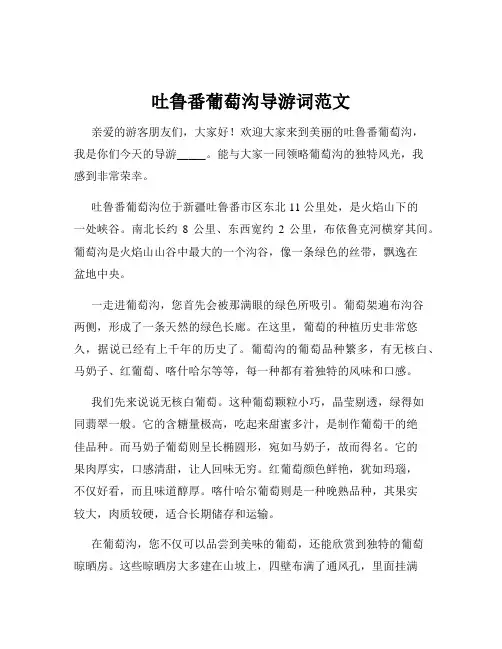 吐鲁番葡萄沟导游词范文