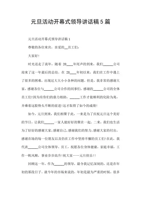 元旦活动开幕式领导讲话稿5篇