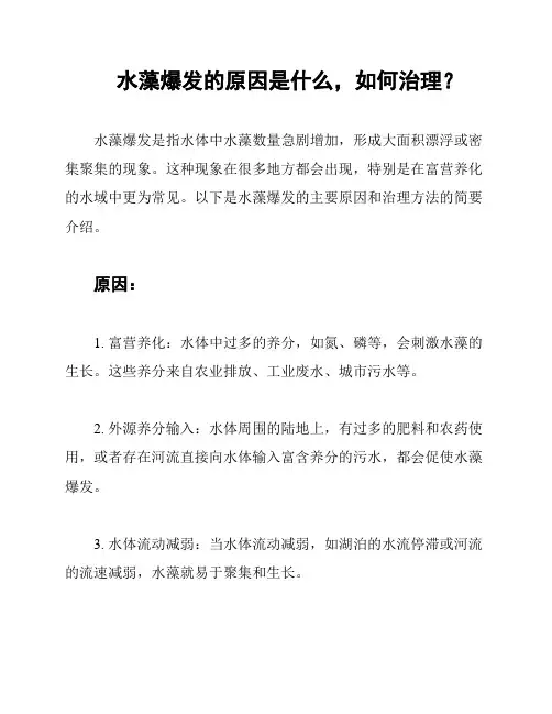 水藻爆发的原因是什么,如何治理？