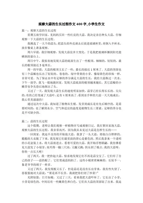 观察大蒜的生长过程作文400字_小学生作文