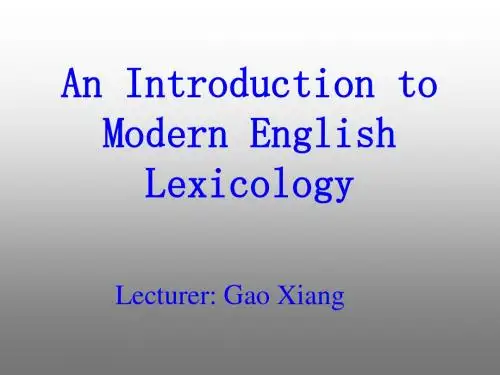 词汇学lecture 2