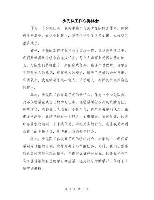 少先队工作心得体会