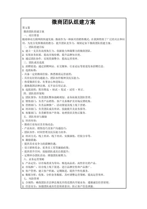 微商团队组建方案