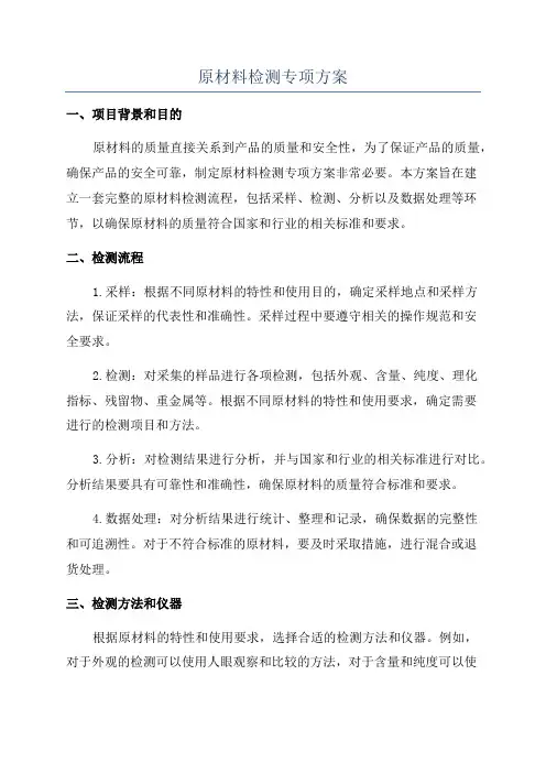 原材料检测专项方案