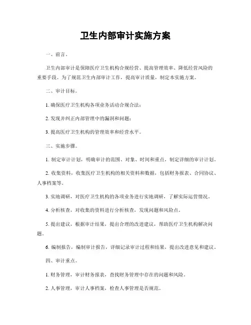 卫生内部审计实施方案