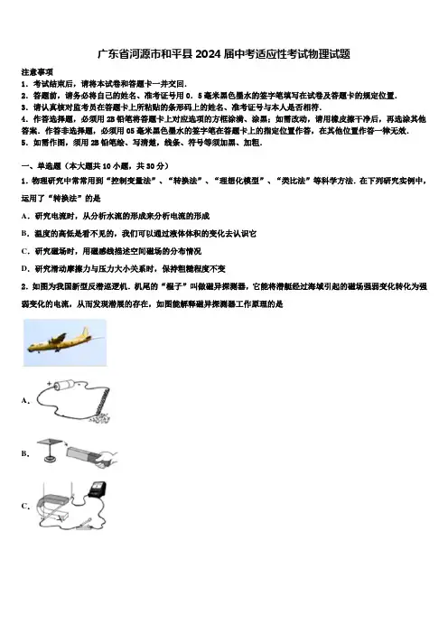 广东省河源市和平县2024届中考适应性考试物理试题含解析