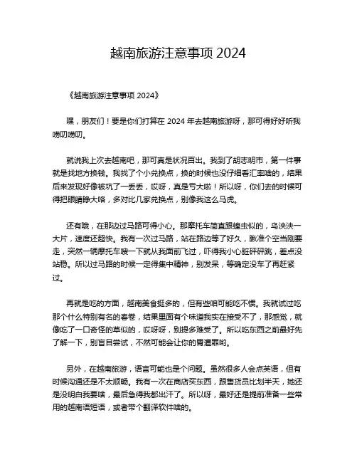 越南旅游注意事项2024