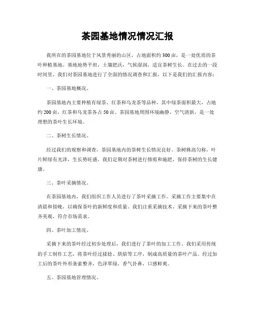 茶园基地情况情况汇报